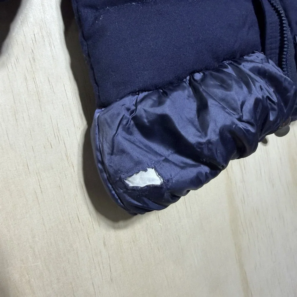 Moncler Kids Girls Puffer Coat Size 5 Navy Blue Hooded Down Jacket